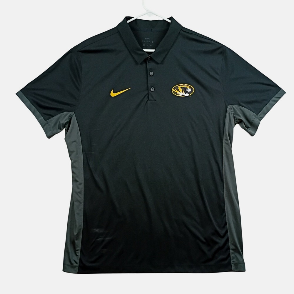 Nike Polo Shirt Mens XXL Black Missouri Tigers Mizzou‎ Dri-FIT Athletic Golf